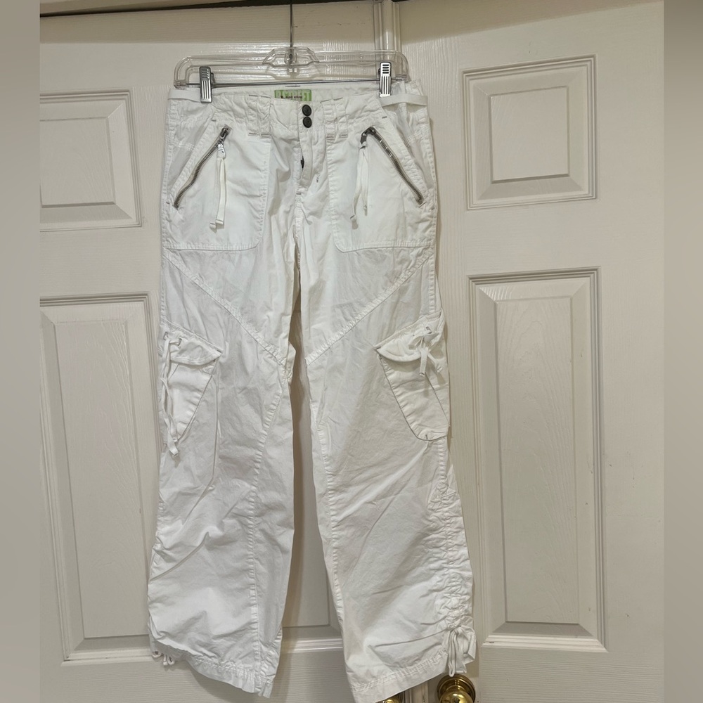 Basic House Women‎ White cargo  zipper pockets pants Outdoor Safari Travel small